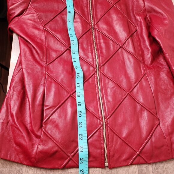 Vintage Mossimo Red Leather Jacket Oxblood Y2K Medium Cafe Racer Moto - Picture 11 of 14